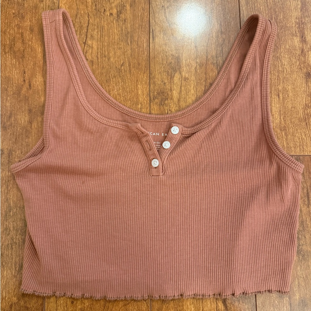 American Eagle Outfitters Ribbed Henley Tank Top